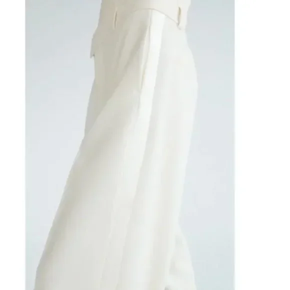 ZARA Oyster White Tuxedo The Masculine Trousers & Bustier Sweetheart Neckline